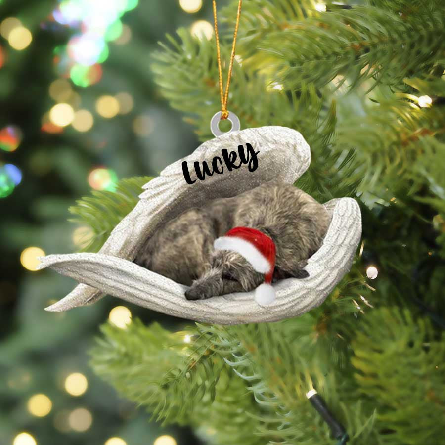 Personalized Irish Wolfhound Sleeping Angel Christmas Flat Acrylic Dog Ornament Memorial Dog Gift