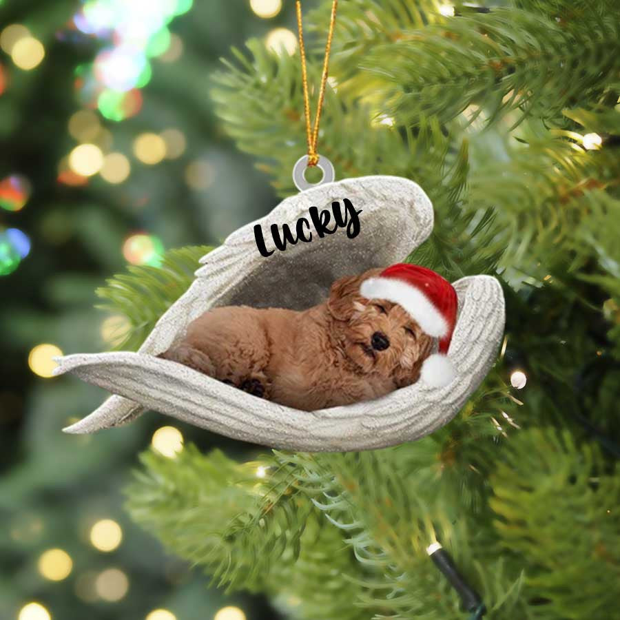 Personalized Labradoodle Sleeping Angel Christmas Flat Acrylic Dog Ornament Memorial Dog Gift
