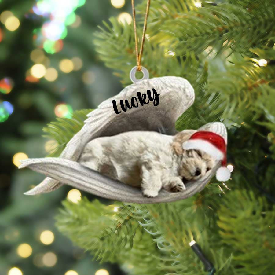 Personalized Lhasa Apso Sleeping Angel Christmas Flat Acrylic Dog Ornament Memorial Dog Gift