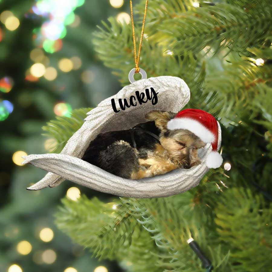 Personalized Morkie Sleeping Angel Christmas Flat Acrylic Dog Ornament Memorial Dog Gift