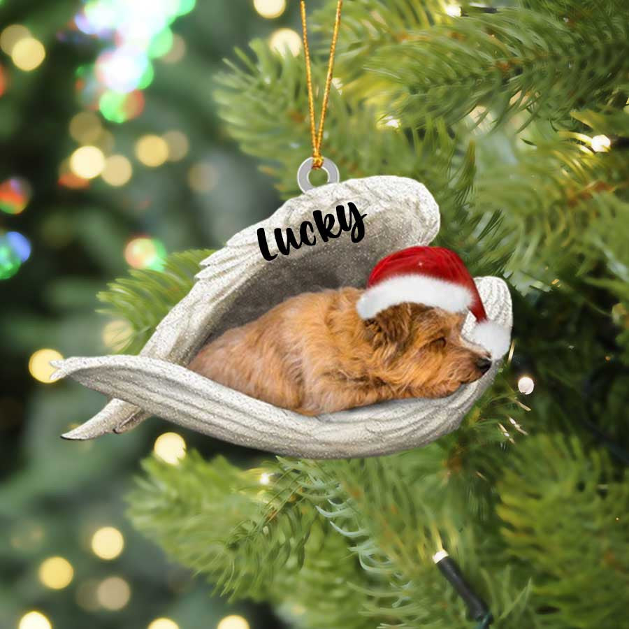 Personalized Norfolk Terrier Sleeping Angel Christmas Flat Acrylic Dog Ornament Memorial Dog Gift
