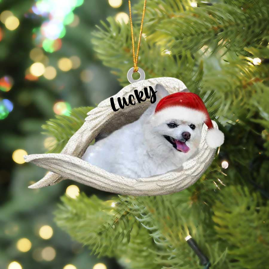 Personalized Pomeranian Sleeping Angel Christmas Flat Acrylic Dog Ornament Memorial Dog Gift