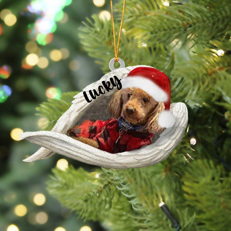 Personalized Poodle Sleeping Angel Christmas Flat Acrylic Dog Ornament Memorial Dog Gift