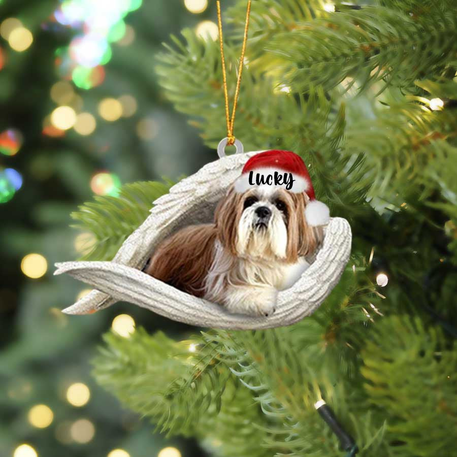 Personalized Portuguese Water Dog Sleeping Angel Christmas Flat Acrylic Dog Ornament Memorial Dog Gift 1