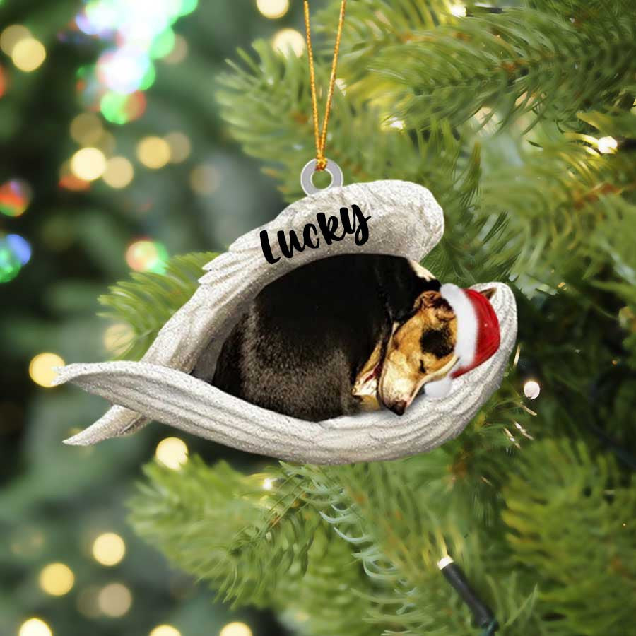 Personalized Rat Terrier Sleeping Angel Christmas Flat Acrylic Dog Ornament Memorial Dog Gift