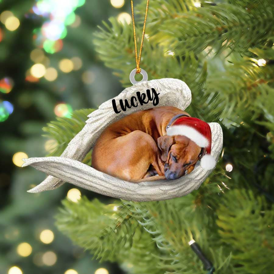 Personalized Rhodesian Ridgeback Sleeping Angel Christmas Flat Acrylic Dog Ornament Memorial Dog Gift