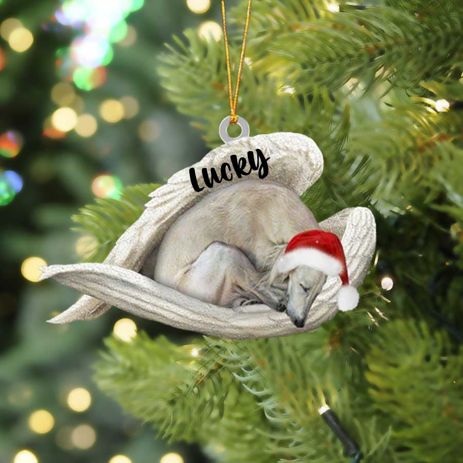 Personalized Saluki Sleeping Angel Christmas Flat Acrylic Dog Ornament Memorial Dog Gift