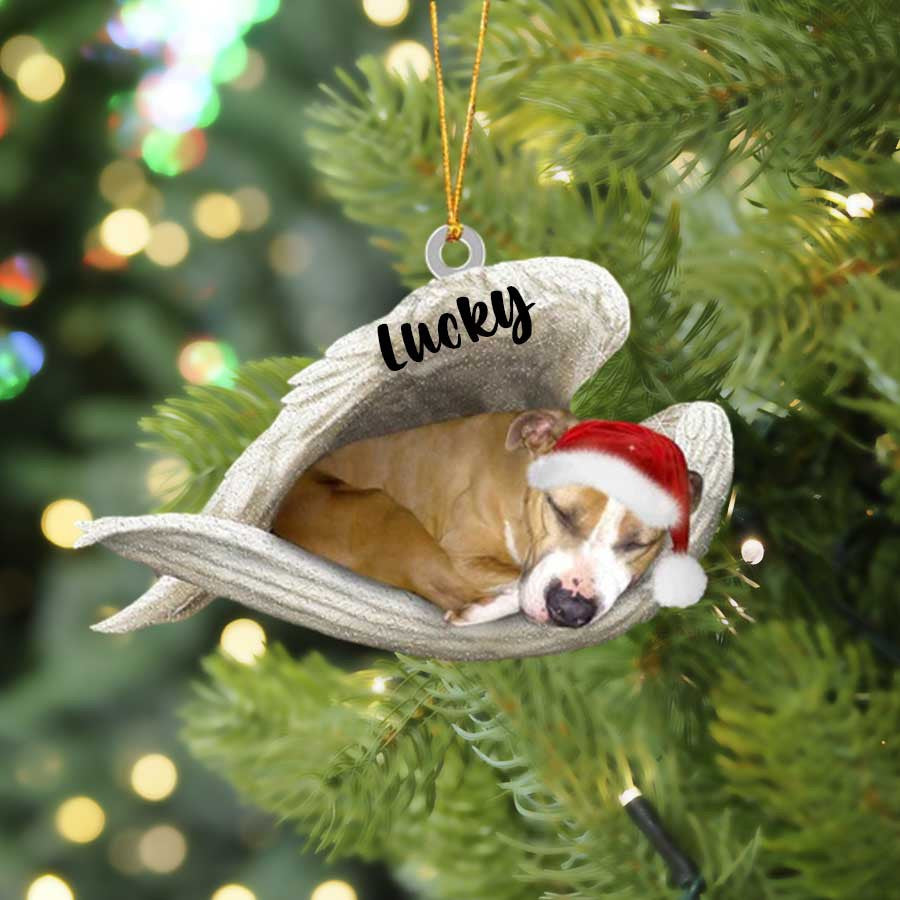 Personalized Staffordshire Bull Terrier Sleeping Angel Christmas Flat Acrylic Dog Ornament Memorial Dog Gift