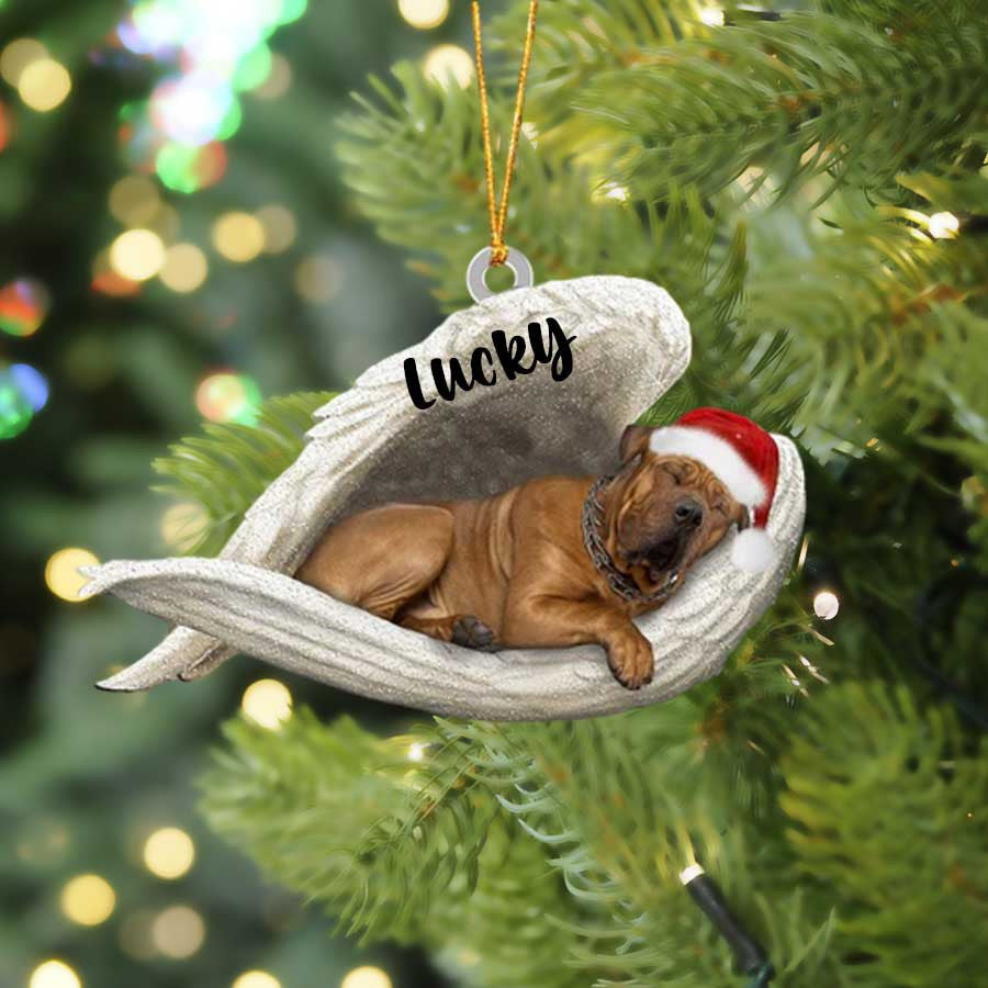 Personalized Tosa Sleeping Angel Christmas Flat Acrylic Dog Ornament Memorial Dog Gift