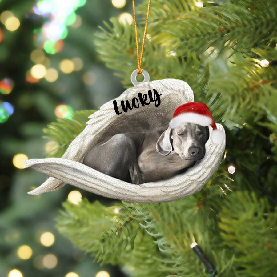 Personalized Weimaraner Sleeping Angel Christmas Flat Acrylic Dog Ornament Memorial Dog Gift