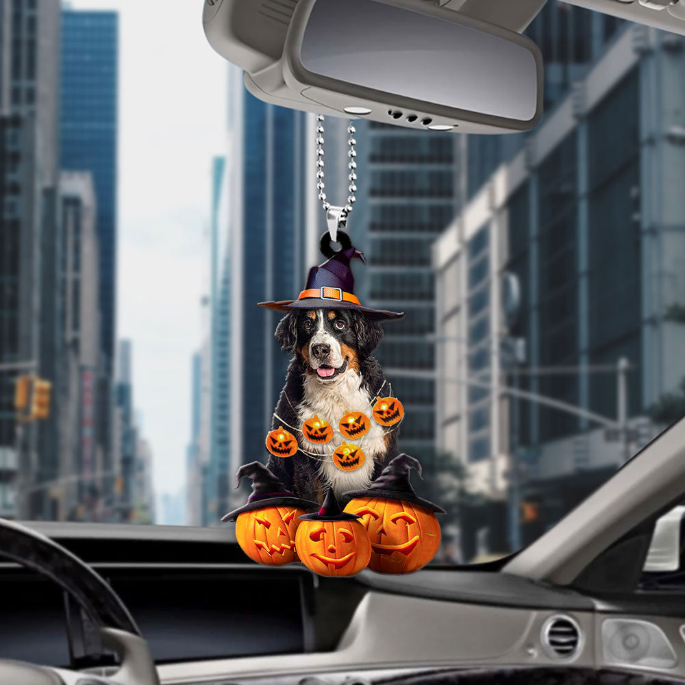 Bernese Mountain Dog Halloween Pumpkin Scary Car Ornament