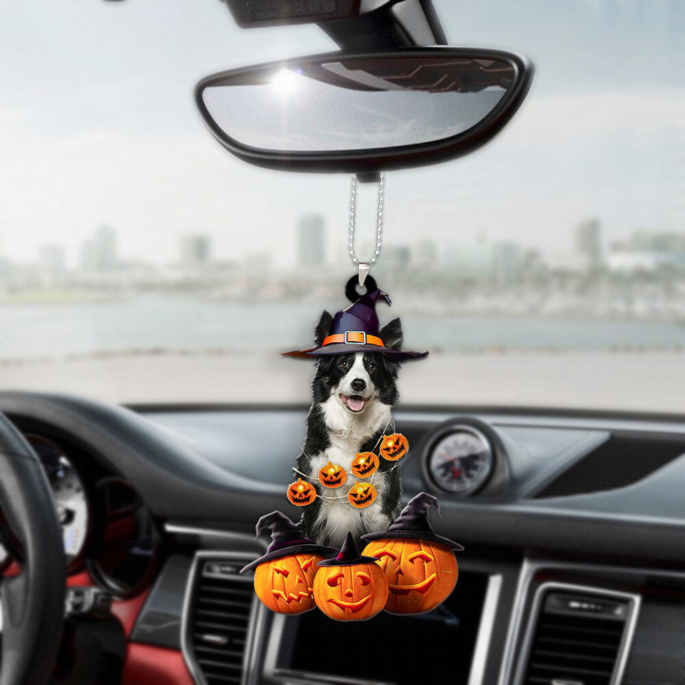 Border Collie Dog Halloween Pumpkin Scary Car Ornament