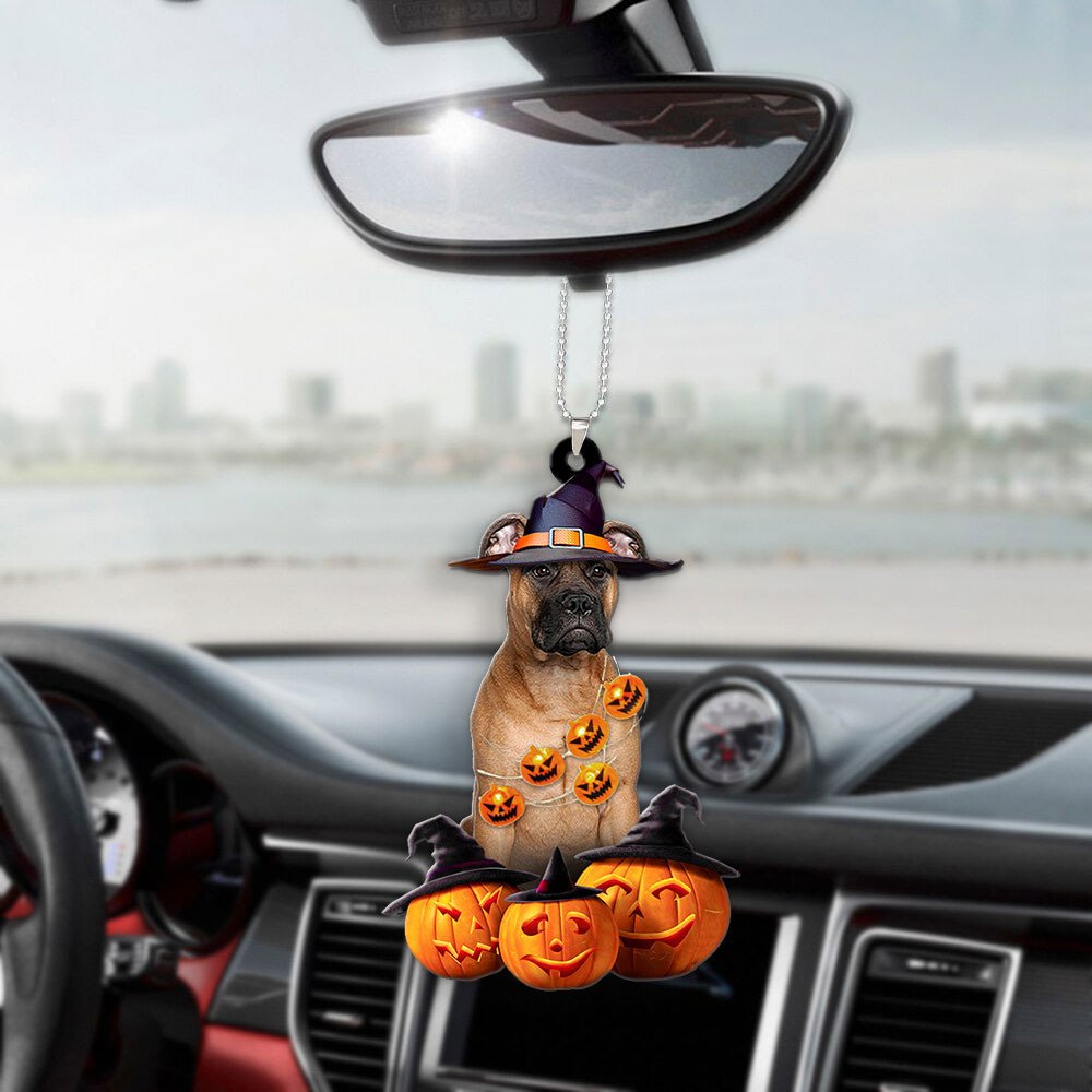 Bullmastiff Dog Halloween Pumpkin Scary Car Ornament