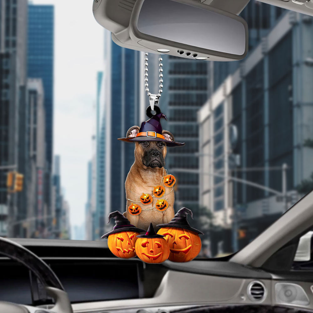 Bullmastiff Dog Halloween Pumpkin Scary Car Ornament