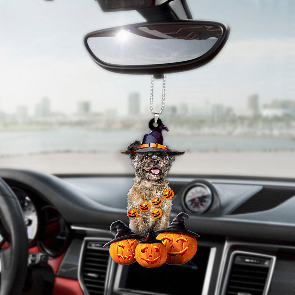 Cairn Terrier Dog Halloween Pumpkin Scary Car Ornament