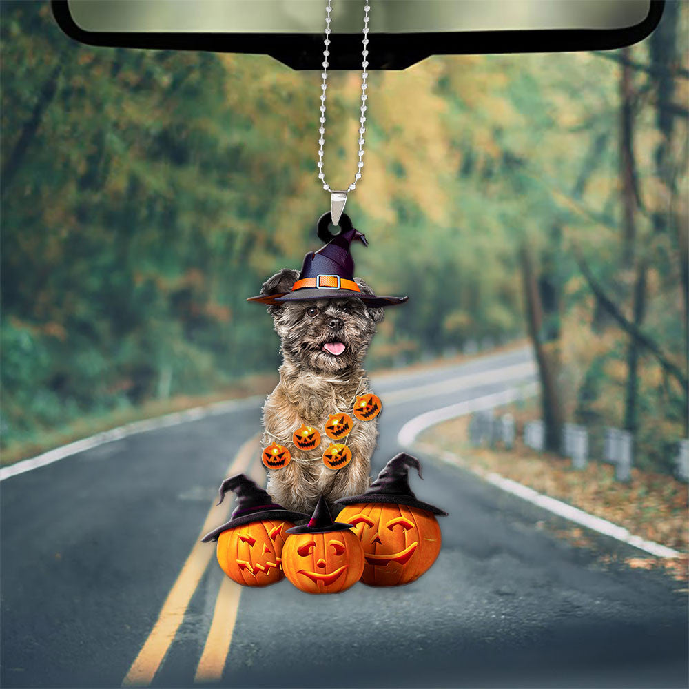 Cairn Terrier Dog Halloween Pumpkin Scary Car Ornament