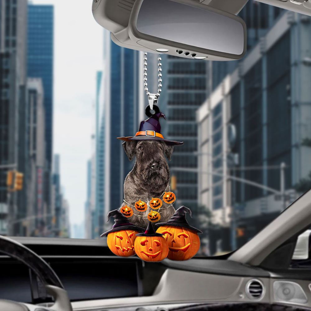 Cesky Terrier Dog Halloween Pumpkin Scary Car Ornament