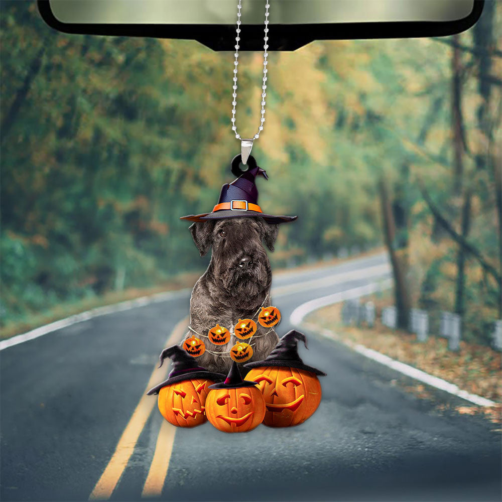 Cesky Terrier Dog Halloween Pumpkin Scary Car Ornament