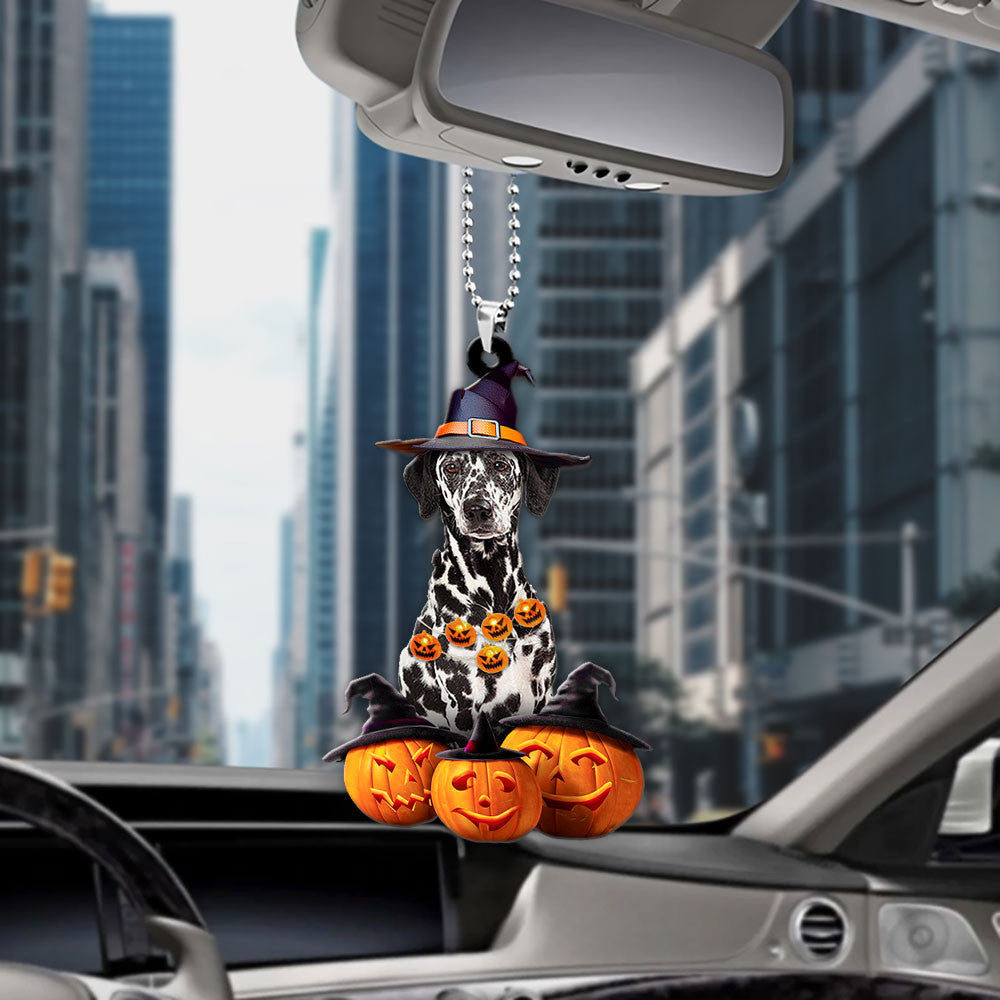 Dalmatian Dog Halloween Pumpkin Scary Car Ornament