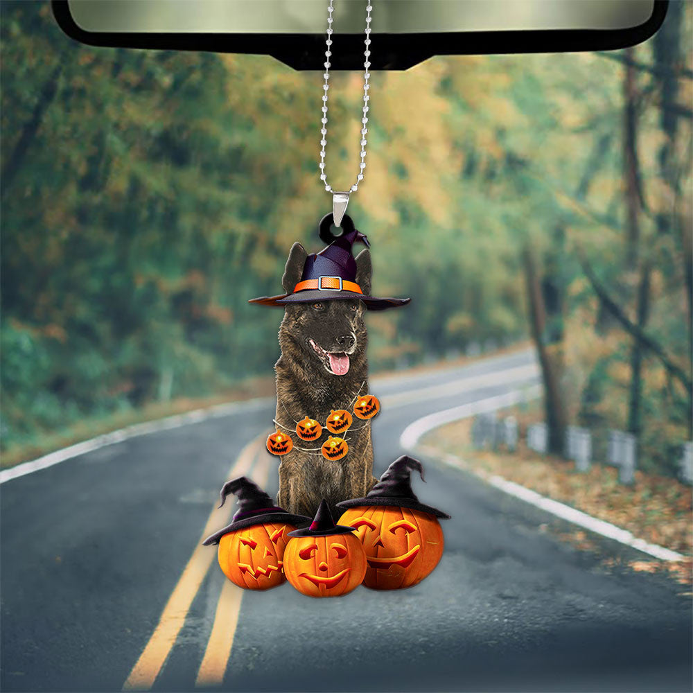 Dutch Shepherd Dog Halloween Pumpkin Scary Car Ornament