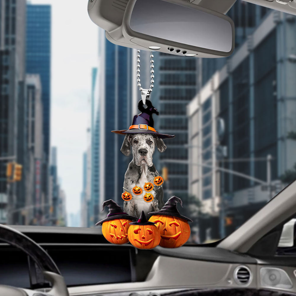 Great Dane Dog Halloween Pumpkin Scary Car Ornament