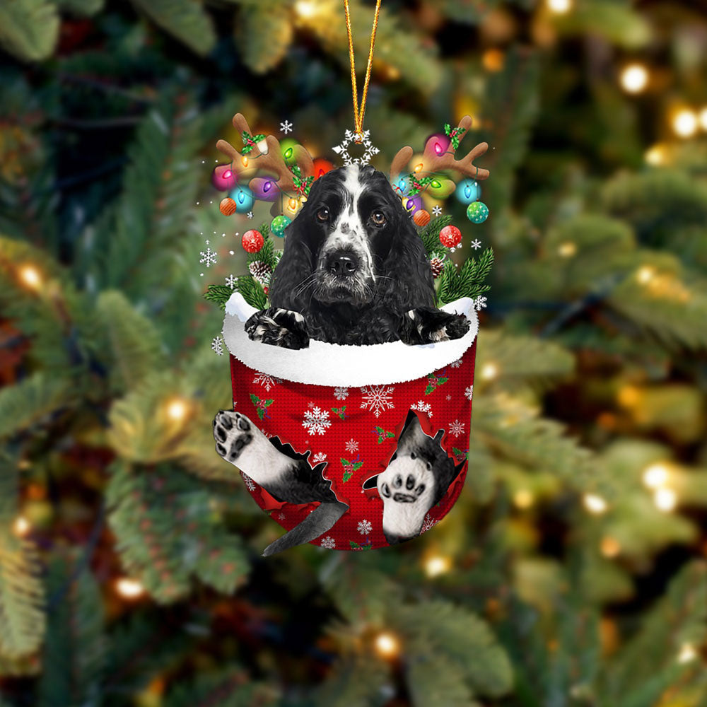 Cocker Spaniel 1 In Snow Pocket Christmas Ornament Flat Acrylic Dog Ornament