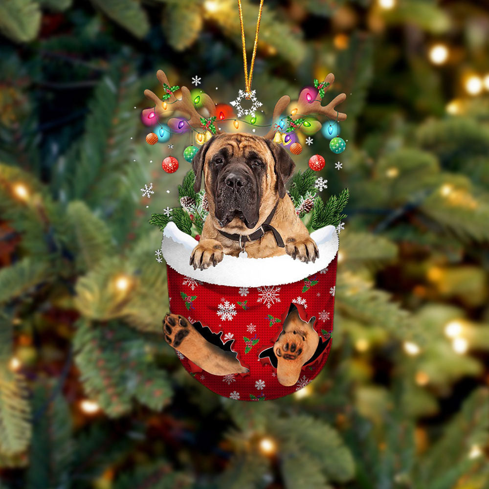 English Mastiff 1 In Snow Pocket Christmas Ornament Flat Acrylic Dog Ornament