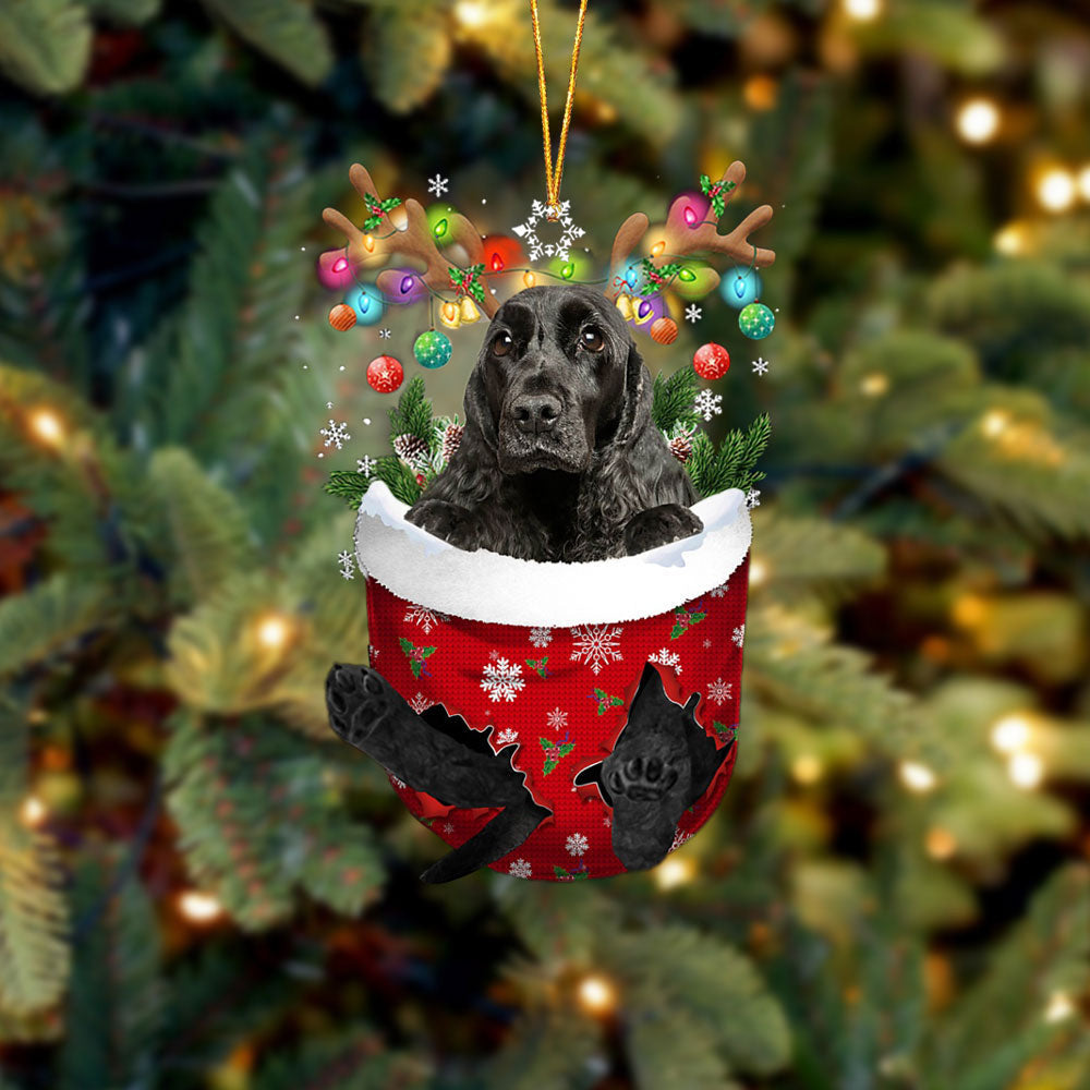 English Cocker Spaniel 1 In Snow Pocket Christmas Ornament Flat Acrylic Dog Ornament