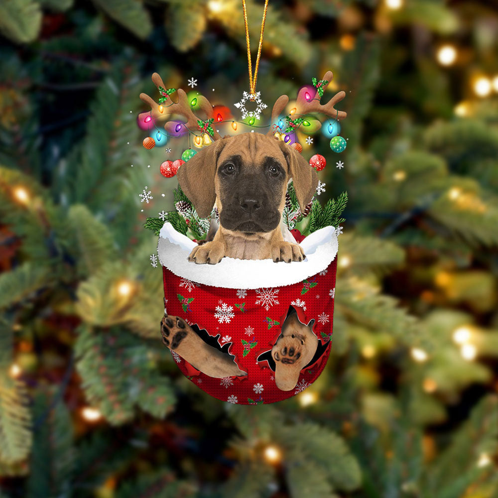 Great Dane In Snow Pocket Christmas Ornament Flat Acrylic Dog Ornament