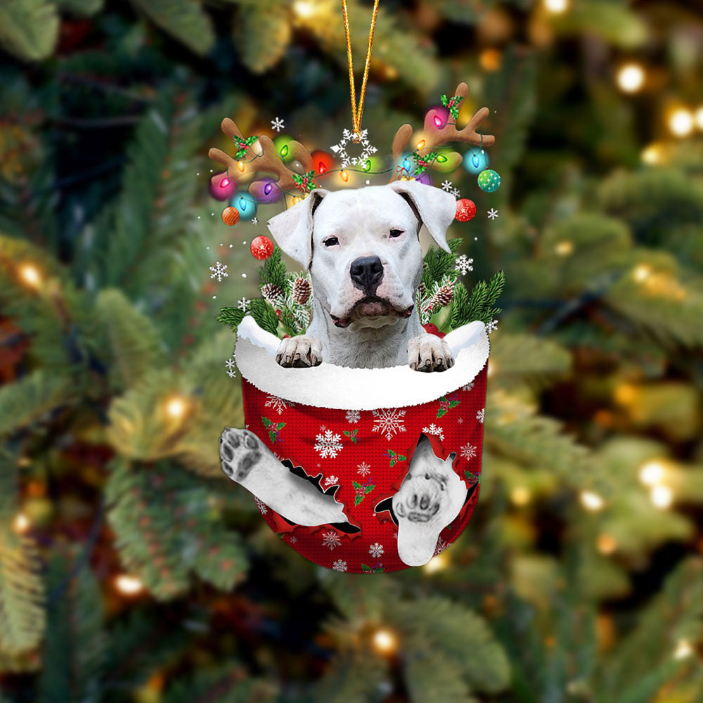 Dogo Argentino In Snow Pocket Christmas Ornament Flat Acrylic Dog Ornament