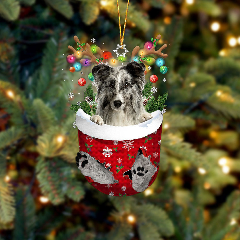 Shetland Sheepdog 1 In Snow Pocket Christmas Ornament Flat Acrylic Dog Ornament