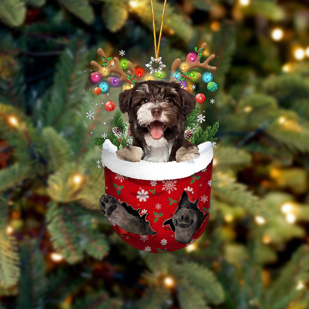 Havanese 2 In Snow Pocket Christmas Ornament Flat Acrylic Dog Ornament