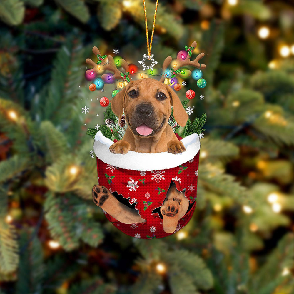 Boerboel In Snow Pocket Christmas Ornament Flat Acrylic Dog Ornament
