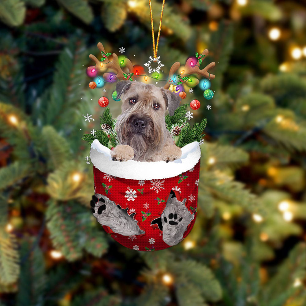 Wheaten Terrier In Snow Pocket Christmas Ornament Flat Acrylic Dog Ornament