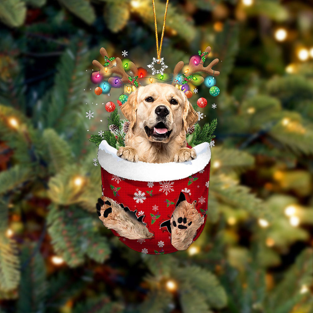 Golden Retriever 2 In Snow Pocket Christmas Ornament Flat Acrylic Dog Ornament