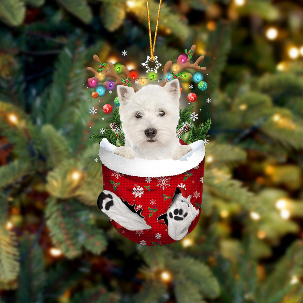 West Highland White Terrier  In Snow Pocket Christmas Ornament Flat Acrylic Dog Ornament
