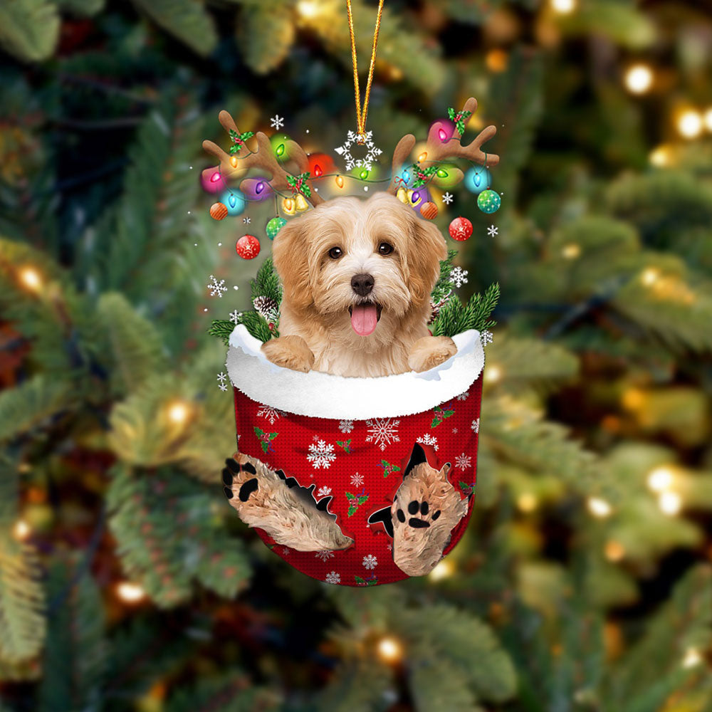 Havanese 3 In Snow Pocket Christmas Ornament Flat Acrylic Dog Ornament