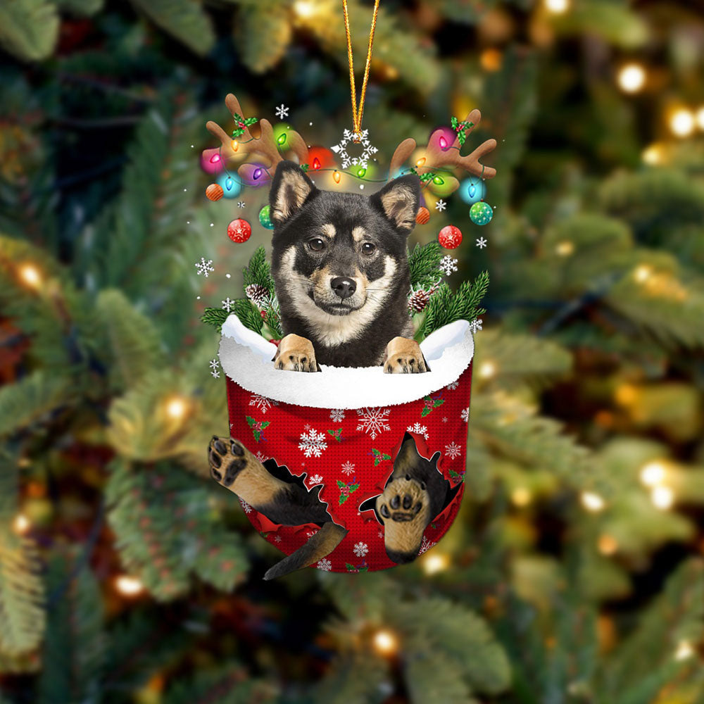 Shiba Inu 3 In Snow Pocket Christmas Ornament Flat Acrylic Dog Ornament