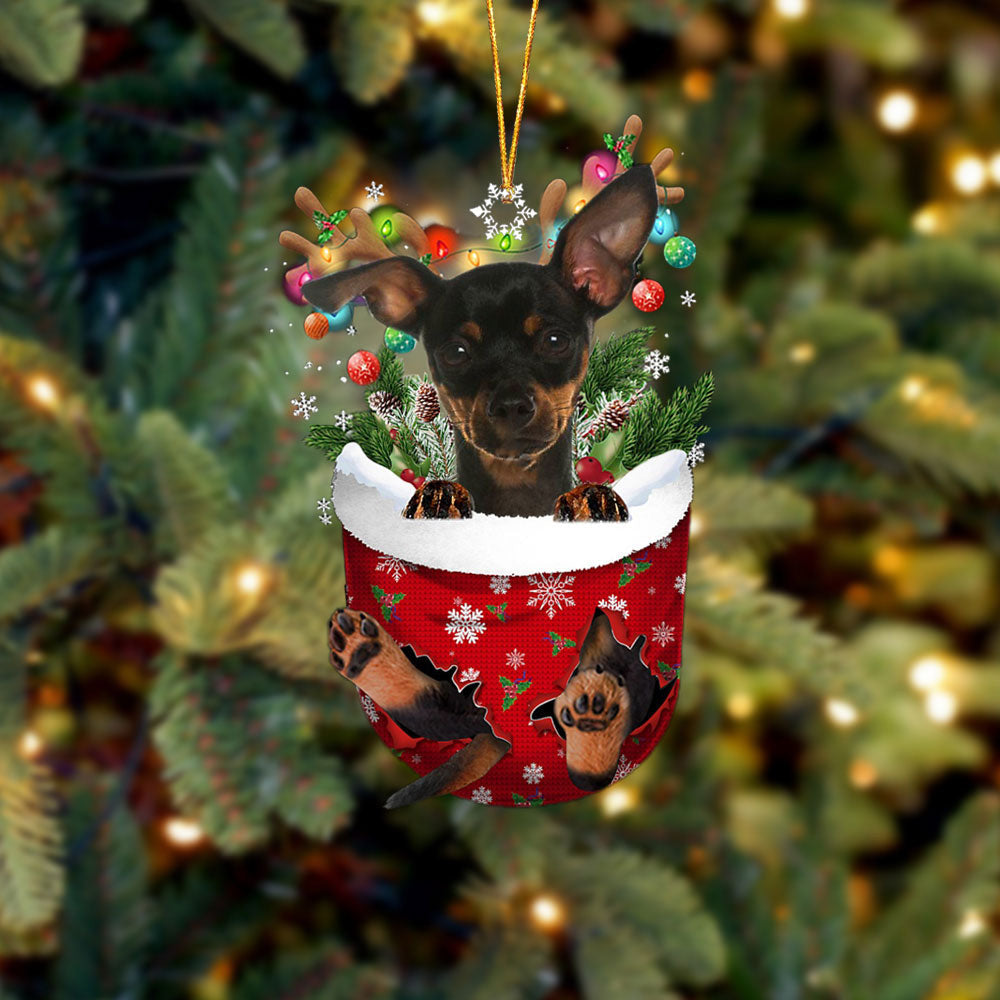 Miniature Pinscher 2 In Snow Pocket Christmas Ornament Flat Acrylic Dog Ornament