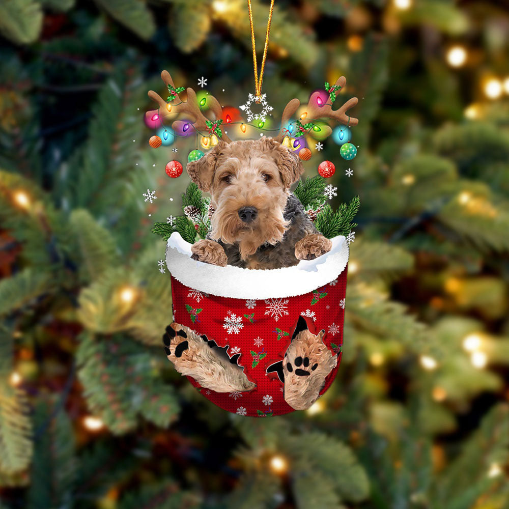 Wire Fox Terrier 1 In Snow Pocket Christmas Ornament Flat Acrylic Dog Ornament