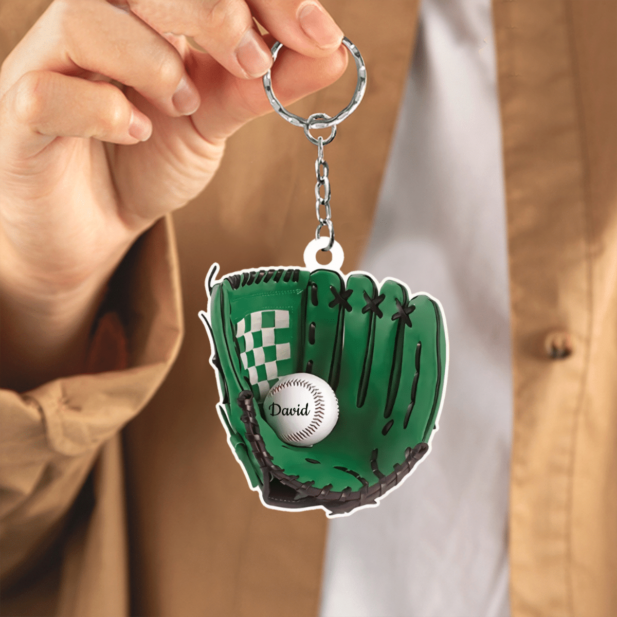 Baseball Gloves Personalized Flat Acrylic Keychain for Baseball Lovers/ Gift for Son