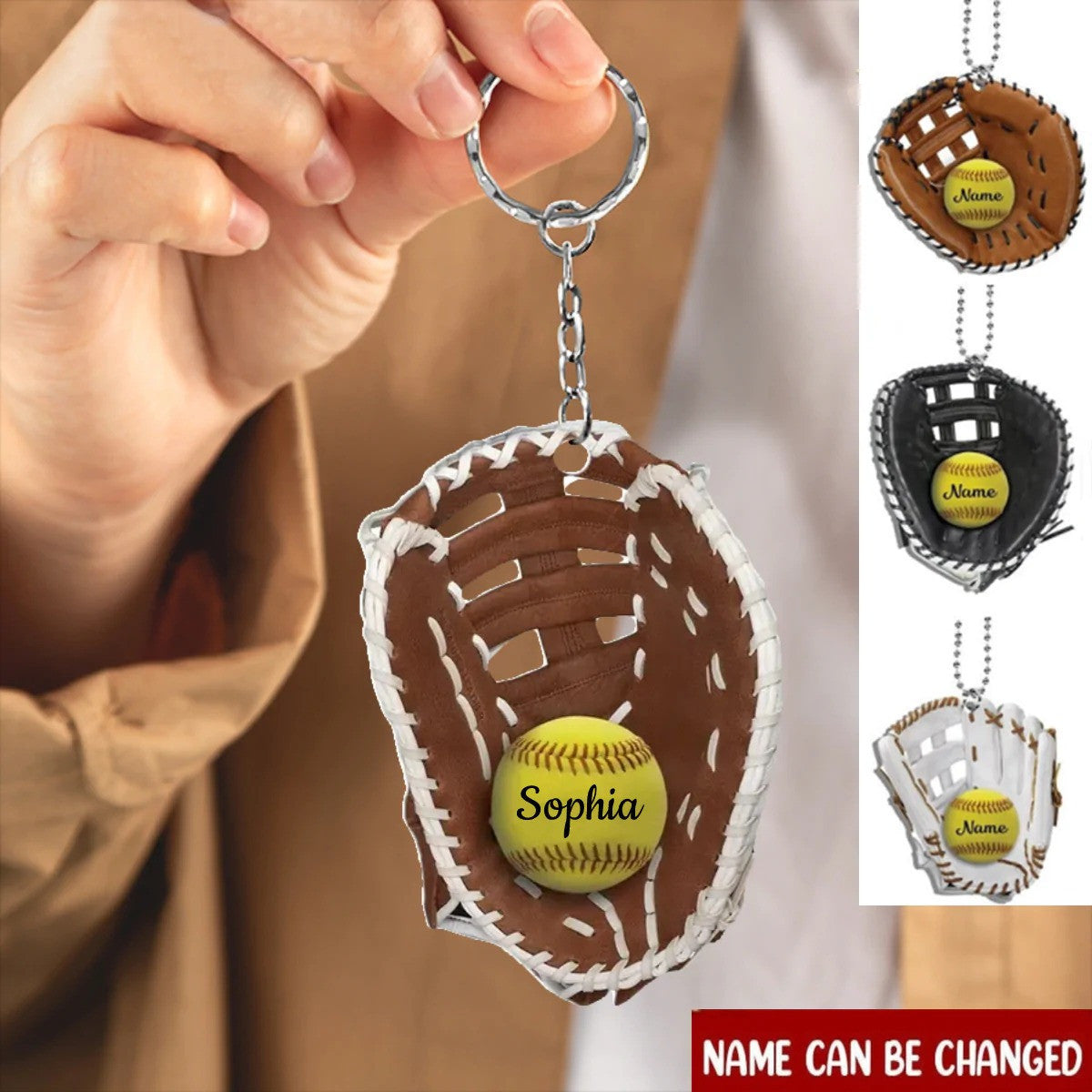 Personalized Softball Flat Acrylic Keychain for Softball Lovers/ Gift for Daughter/ Girl