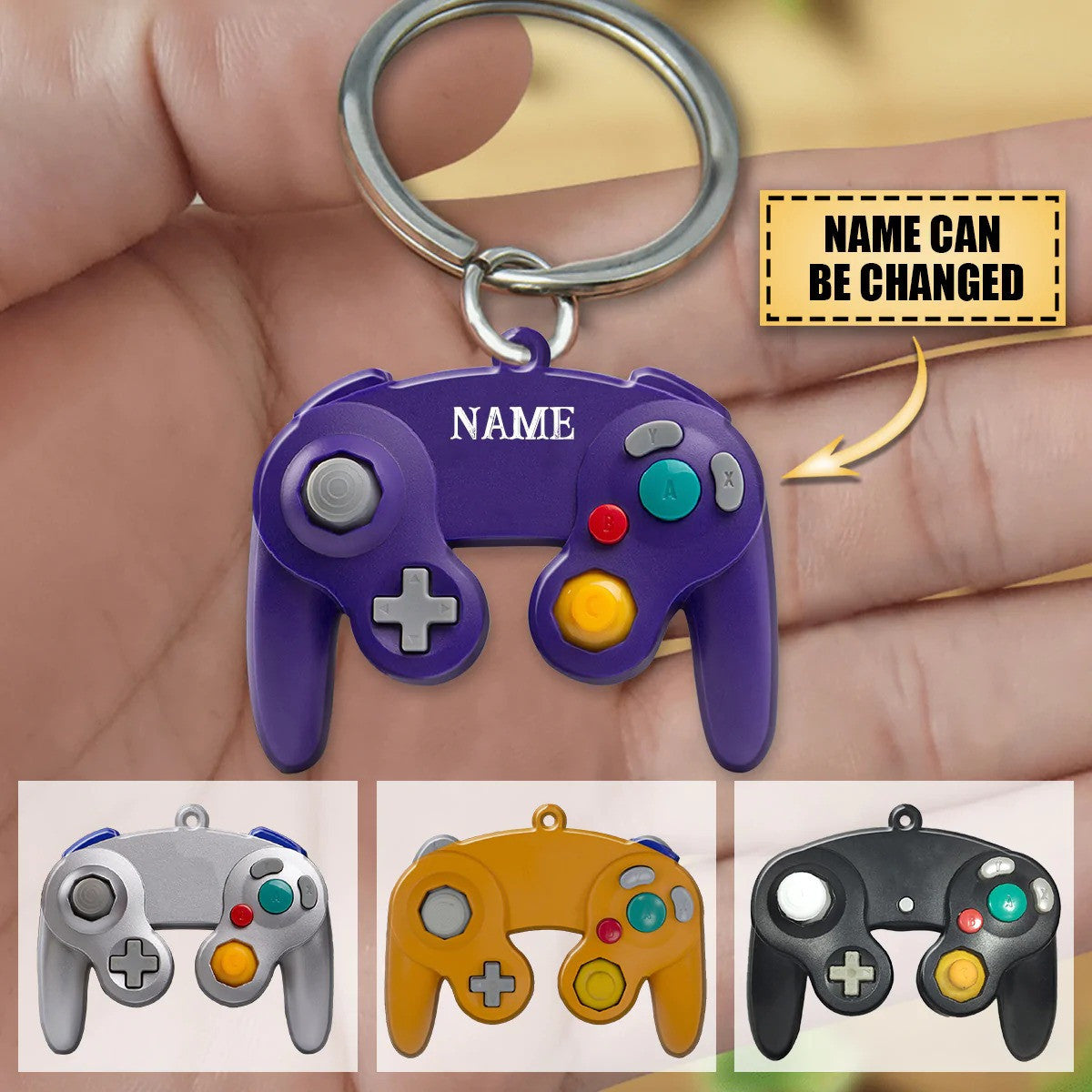 Personalized Nintendo Gamer Shaped Flat Acrylic Keychain for Gamer