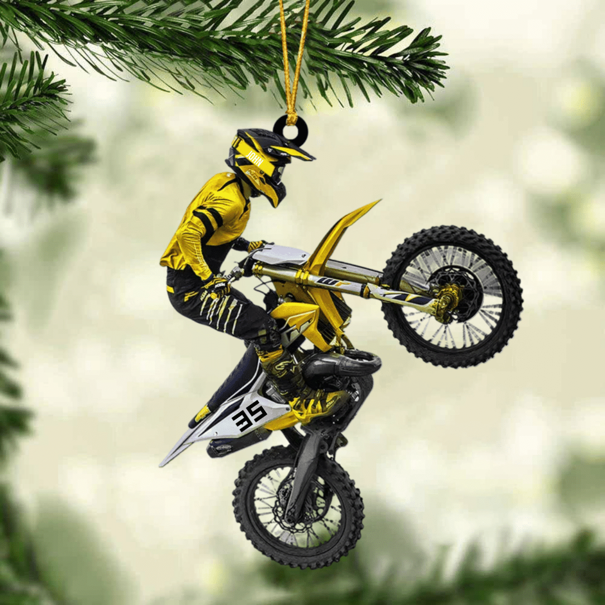 Personalize Motocross Biker Christmas Ornament/ Custom Shaped Flat Acrylic Motocross Ornament