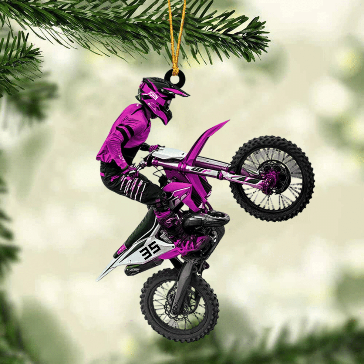 Personalize Motocross Biker Christmas Ornament/ Custom Shaped Flat Acrylic Motocross Ornament
