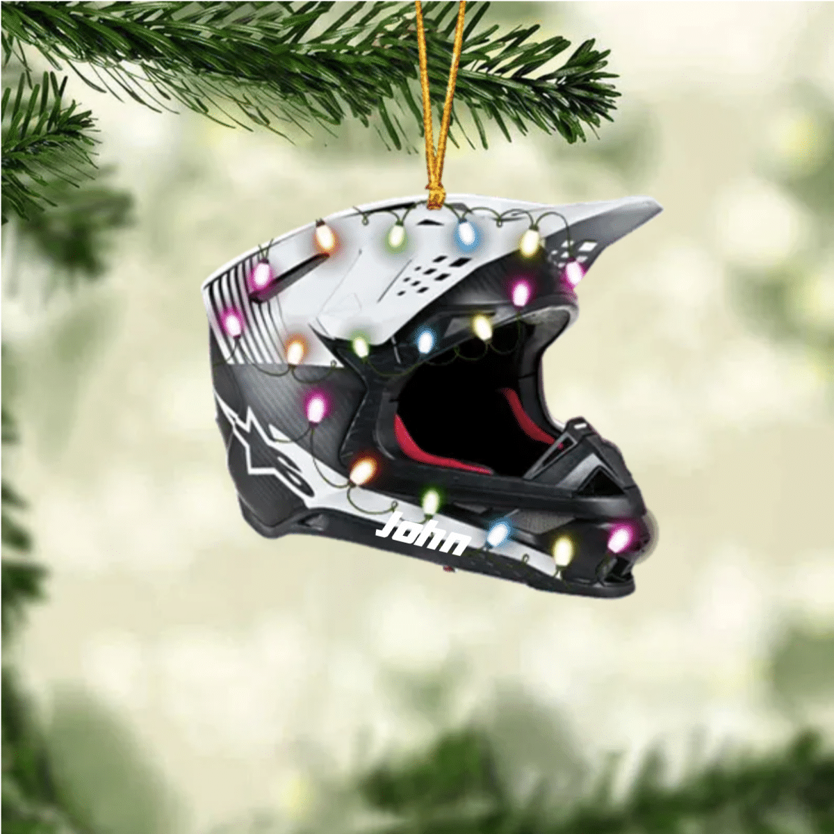 Personalized Motocross Helmet Ornament/ Flat Custom Shaped Acrylic Ornament for Motocross Lovers