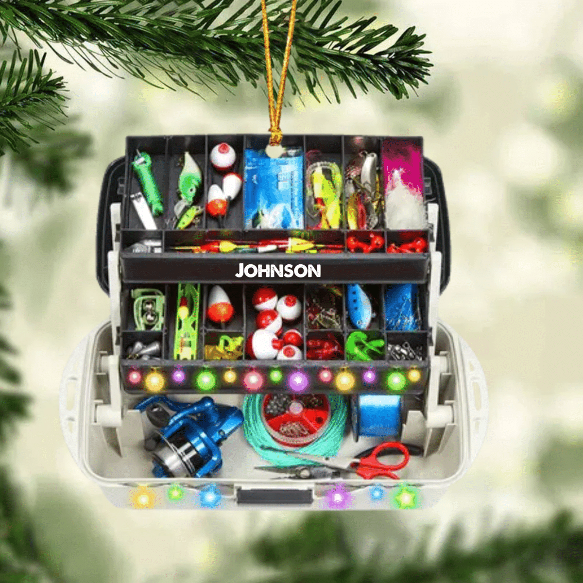 Personalized Fishing Vest And Tackle Box Christmas Ornament Flat Acrylic Fishing Ornament