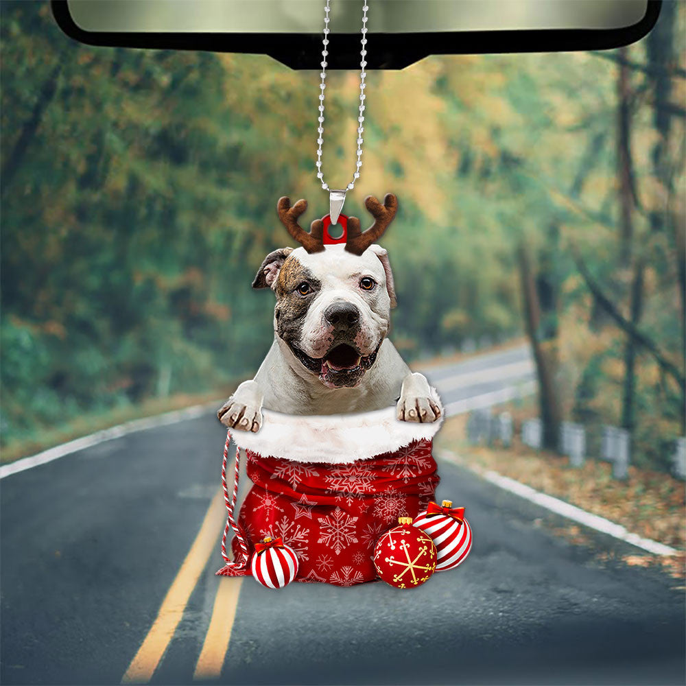 American Bulldog In Snow Pocket Christmas Car Hanging Ornament Coolspod Ornaments