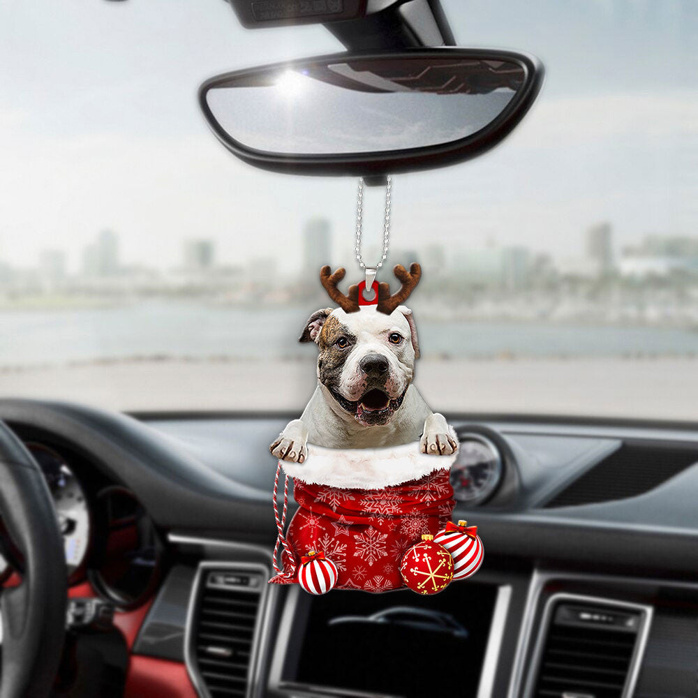American Bulldog In Snow Pocket Christmas Car Hanging Ornament Coolspod Ornaments