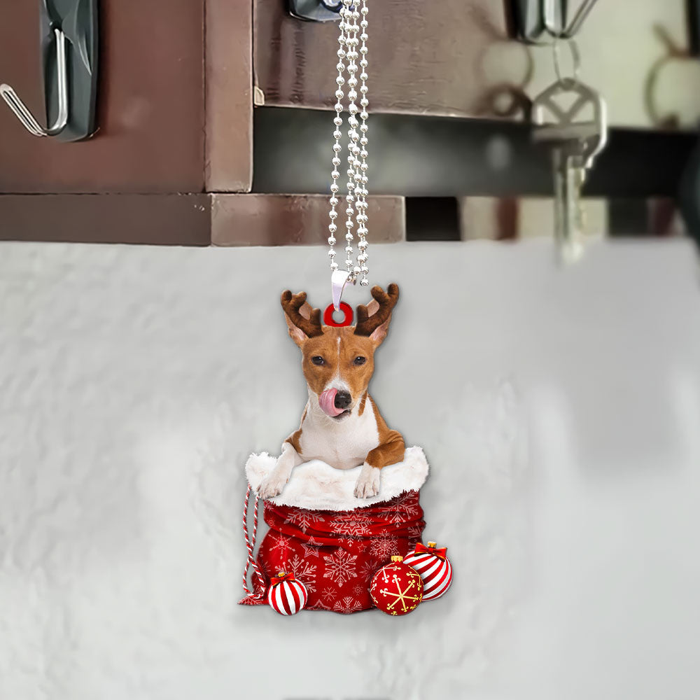 Basenji In Snow Pocket Christmas Car Hanging Ornament Coolspod Ornaments